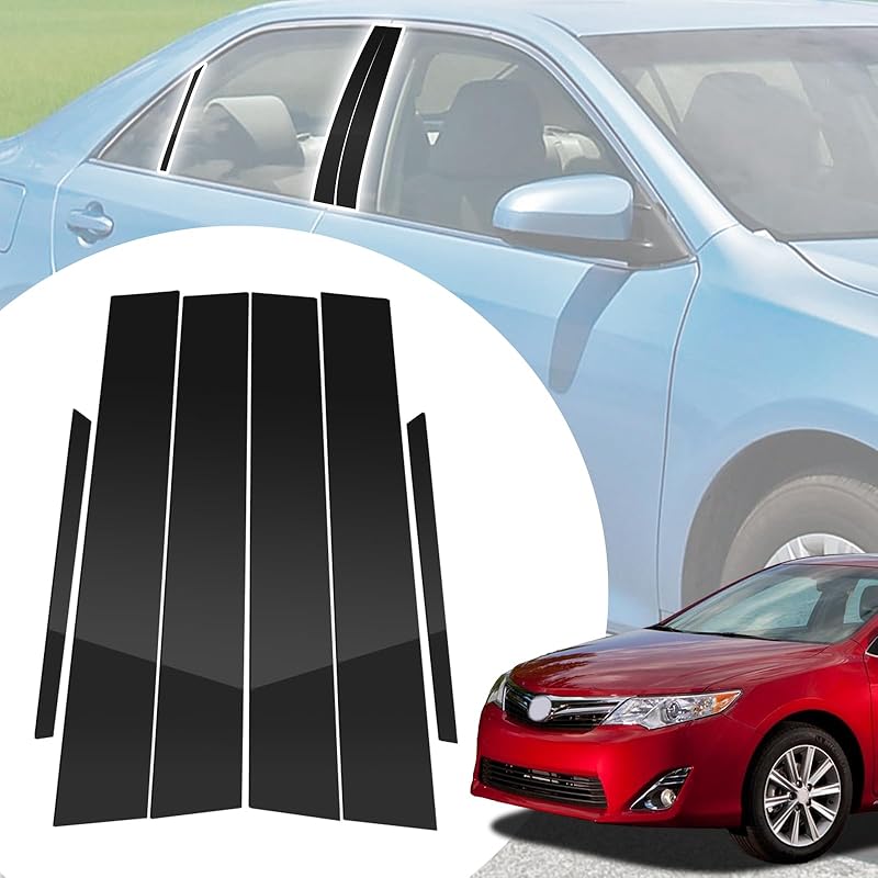 6pcs Glossy Black Exterior Door Window Pillar Posts Molding Cover Panel Trim Stickers Side Door Window Cover Trim Kits for Honda Civic 11th Gen  