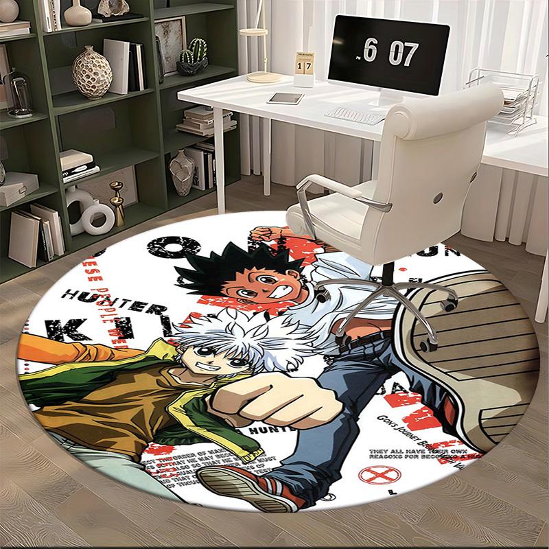1pc Anime Cartoon Design Round Carpet Office Chair Mat, NonSlip Rug for Home Decor, Living Room