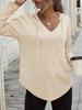 Elegant 2025 V-Neck Women's Hoodie - Soft Long Sleeve Drawstring Sweatshirt