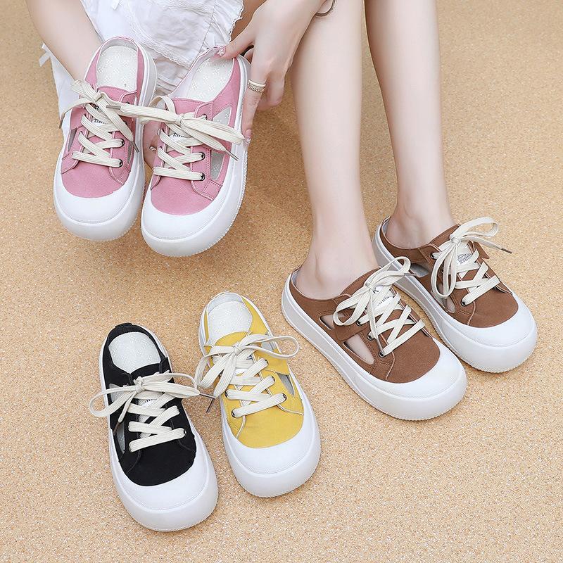 Fashion 2025 Spring and Summer New Casual Slippers One Pedal Lazy Sandals Soft Sole Half Drag Women's Casual Shoes Slippers Women
