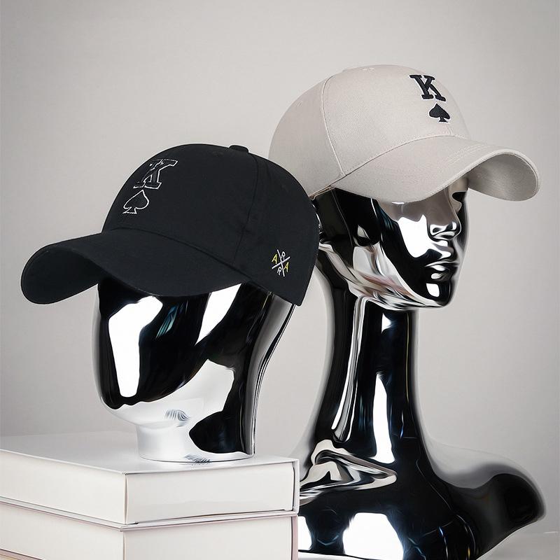 Spring Autumn Embroidered Playing Cards Spades K Letter Cap Outdoor Sunshade Baseball Cap