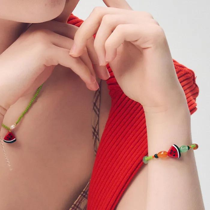 Fresh Watermelon Glass Bracelet