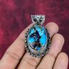 Copper Lapis Turquoise Handmade Gemstone Pendant, 925 Solid Sterling Silver Pendant Antique Jewelry, Love Forever Gift