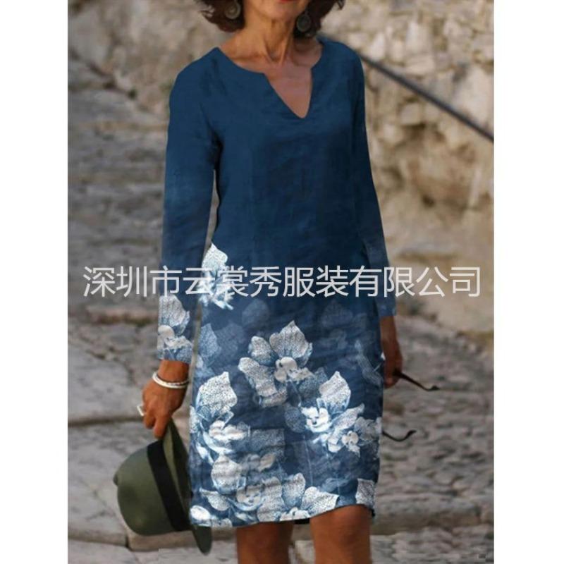 BITCED Fashion Autumn Winter Long Sleeve V-Neck Casual Dresses