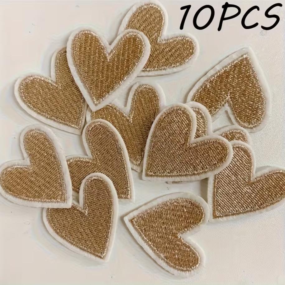 10 Stück Goldene Liebe Herz Stickerei Bügelflicken DIY Kleidung Reparatur Nähen Dekoration