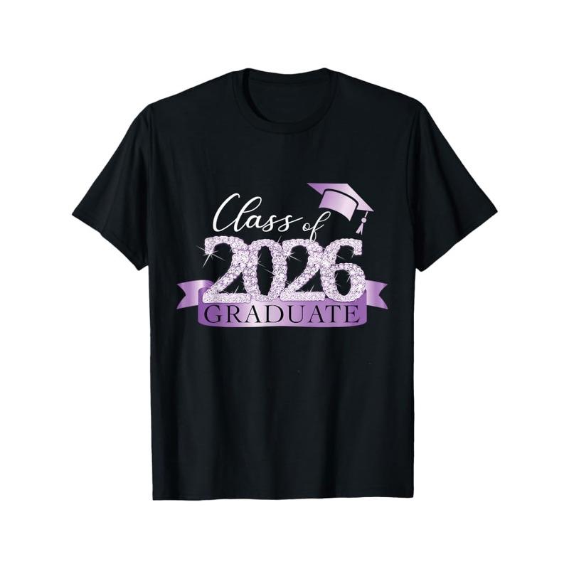 

European Size Class of 2026 Graduate T-Shirt - Black with Purple Lettering & Diploma Design - Senior Year Celebration Gift for Men & Women 4XL