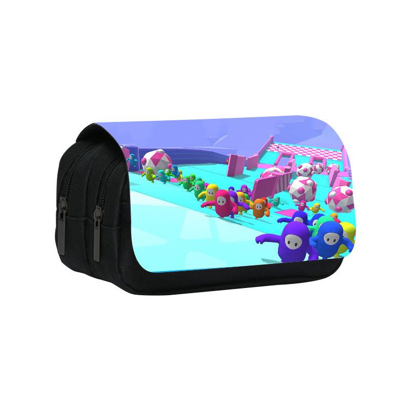 Fall Guys Pencil Case Double Layer Cartoon Stationery Bag For Students And Kids