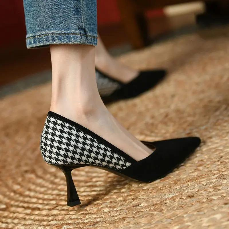 Ladies Summer Footwear with Heel Shoes for Women 2024 Pumps Evening Black On Heeled Pointed Toe High Heels Genuine Mark Y2k A 39