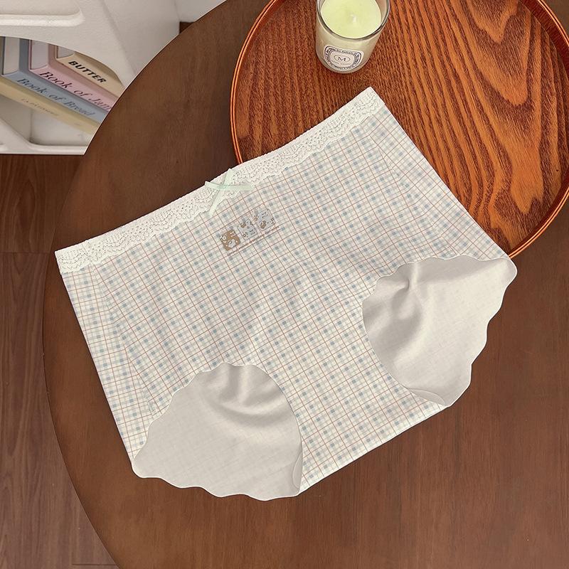 Women's Summer Small Floral Ice Silk Lace Waist Head Splicing 10A Bacteriostatic No Trace Briefs