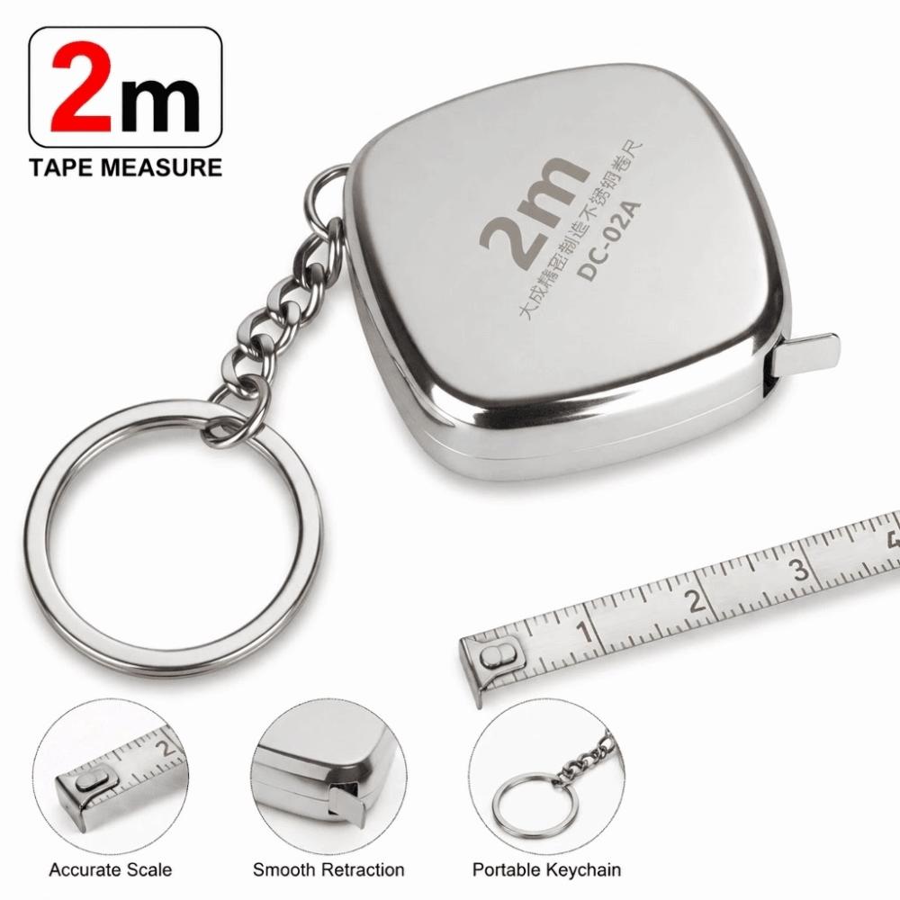 Mini Mètre Ruban en Acier Inoxydable 2m Outils de Mesure Mètre Ruban de Poche Portable Tailleur