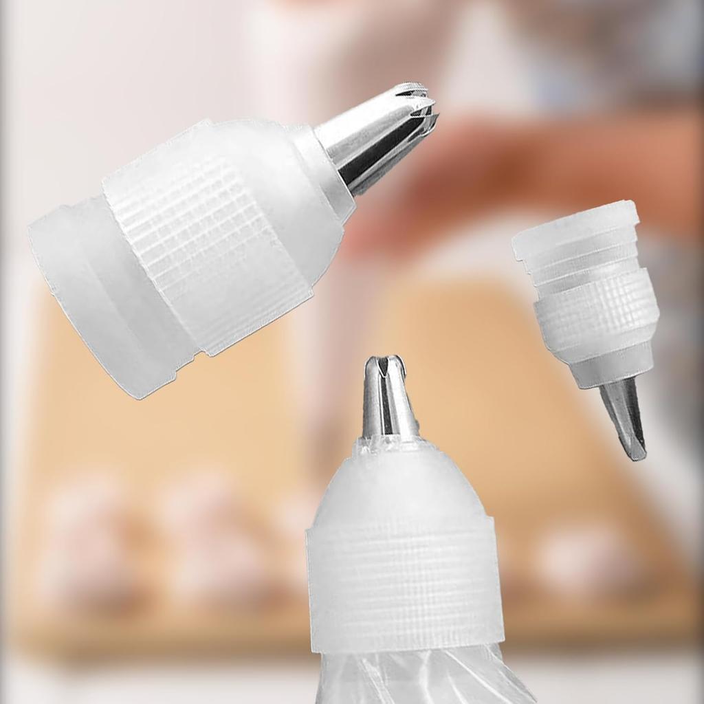 12-Piece Piping Couplers Set - 3 Sizes for Piping Bags & Icing Nozzles (Plastic Standard Couplers, Clear)