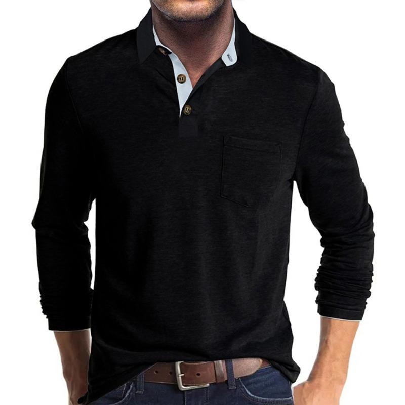 Autumn and Winter Men's Long-sleeved Lapel T-shirt Men's POLO Shirt Tops Bottoming Shirt