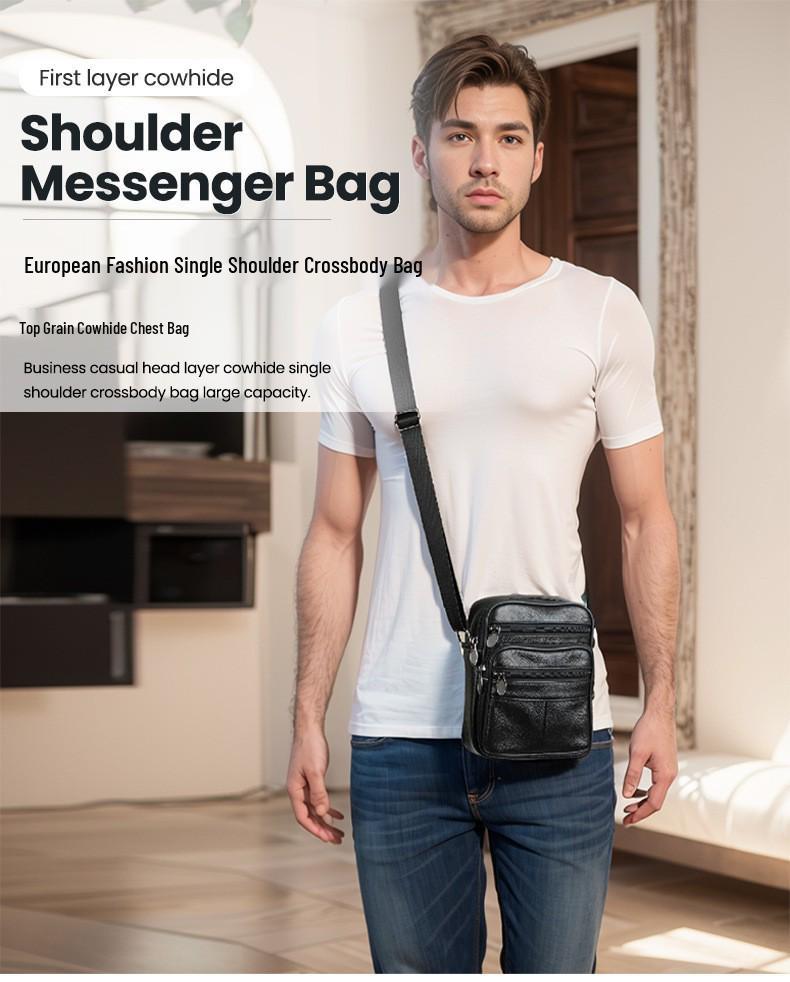 Klasyczna męska torba na ramię z prawdziwej skóry do codziennych dojazdów do pracy