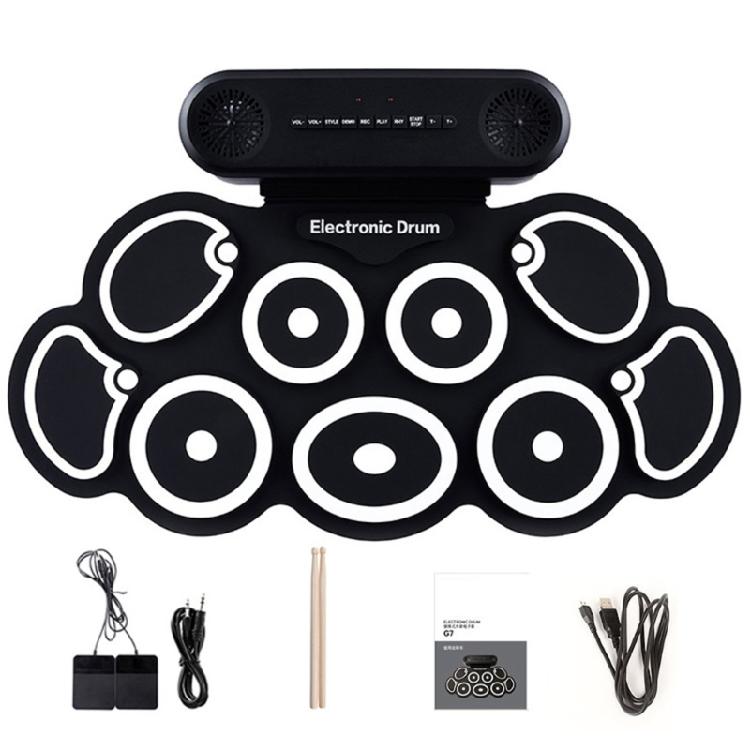 Easy to Carry Electronic Drum Set Silicone Digital Drums Electronic Percussion Pad for Learners Multiple Tones and Beat 1