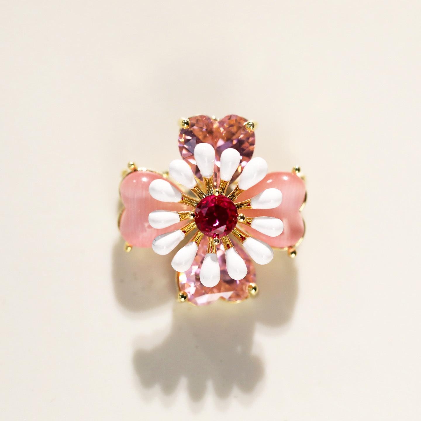 Bo Xin Yun Elegant Pink Crystal Flower Brooch - Versatile Fashion Accessory