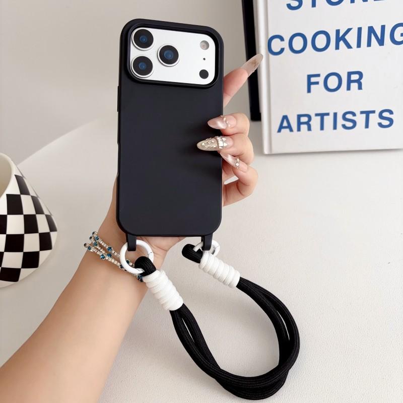 Lanyard Case For iPhone 17 Pro Max Air 11 12 13 14 15 16 Plus Candy Shockproof Wrist Strap Soft Silicone Anti-Loss Cover Funda