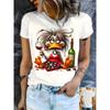 Fashion Women's 3D Animal Color Printing Crew Neck Short Sleeve Animal Short Sleeve Crew Neck T-Shirt