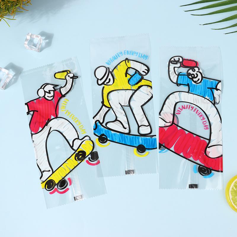 100Pcs Plastic Machine Sealing Ice Cream Bag Disposable Fridge Frozen Ice Cream Wrappers Diy Homemade Popsicle Packaging Bags