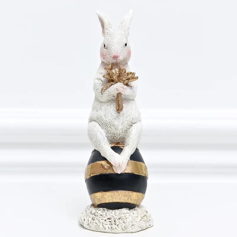 Creative Pastoral Palace Rabbit Family Decoration Home Ornaments Bedroom Living Room Porch Easter Bunny Resin Crafts Kid Gift