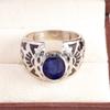Blue Sapphire Oval Cut Gemstone With 925 Sterling Silver Ring For Men's #B606 JL375686496600