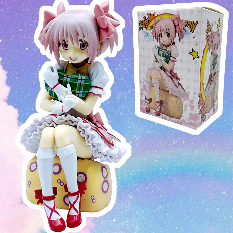 14CM Anime Puella Magi Madoka Magica Kaname Madoka Character Models Figurines Desk Ornaments Siting Toys Collection Otaku Gifts