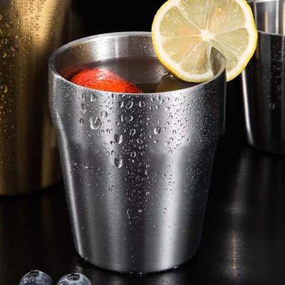 175ml/300ml Coffee Cup Double Layer Non-slip Heat Insulation Stainless Steel Metal Beer Cup Beverage