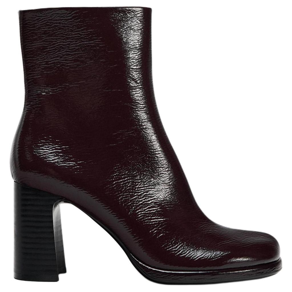 Zara Pu Zipper Lightweight High Heel Ankle Boots 8Cm Women Ankle Boots Crimson 11137410022