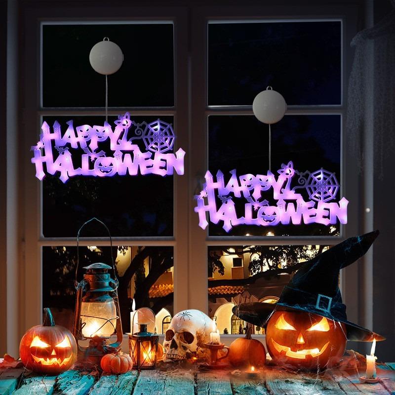 Halloween LED Neon Sign Lights Acrylic Window Lighting Decor Night Lights Lamp