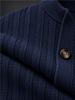 AIOPESON Men Cotton Design Knitwear Sweater Button Up Stand Collar Ribbed Cuffs Cardigan Smart Casual Office Thermal Fall Winter