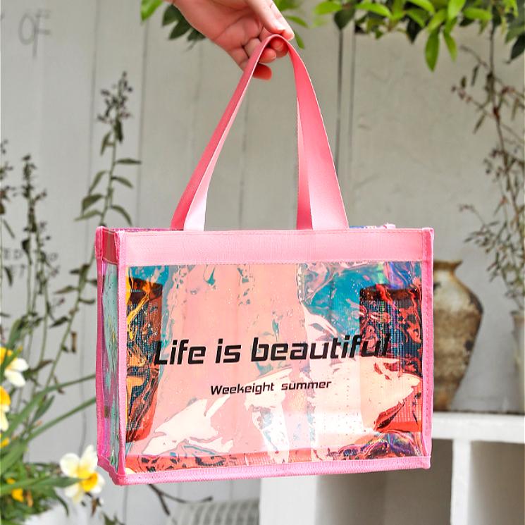Transparente PVC Strandtasche Wasserdicht Große Kapazität Schwimmtasche Sommer Reise Aufbewahrung Handtasche für Damen