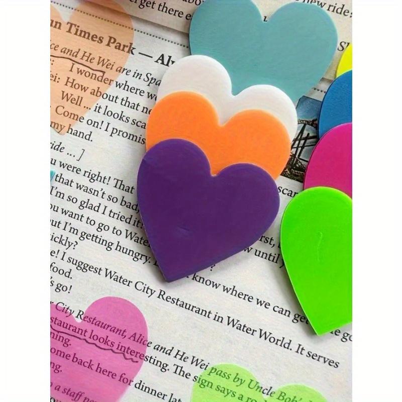 8 Packs, 160 Sheets Mini Heart Shaped Transparent Sticky Notes with 8 Fluorescent Colors for Creative and Cute Stationery