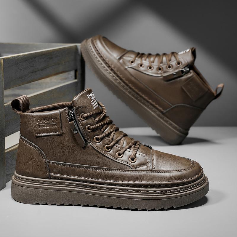 High-top four-season wear comfortable and breathable flat heel lightweight casual board shoes lace-up retro board shoes