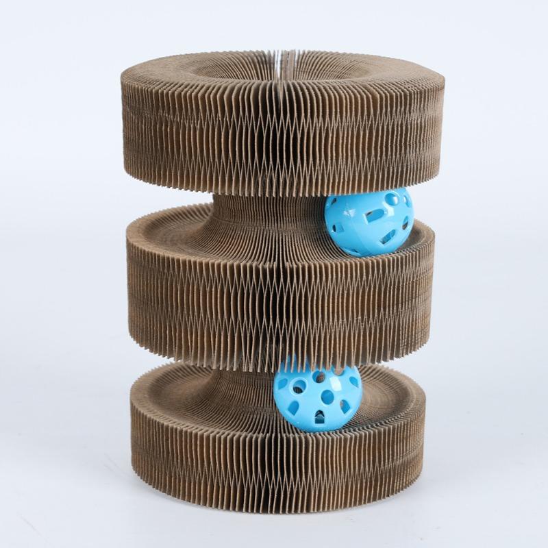 Fun Interactive Turntable Track Arch Corrugated Paper Cat Scratcher Toy