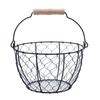 Egg Basket Round Metal Wire Basket With Handle Multipurpose Food Storage Organizer Fruit Vegetable Holder For Kitchen Picnic