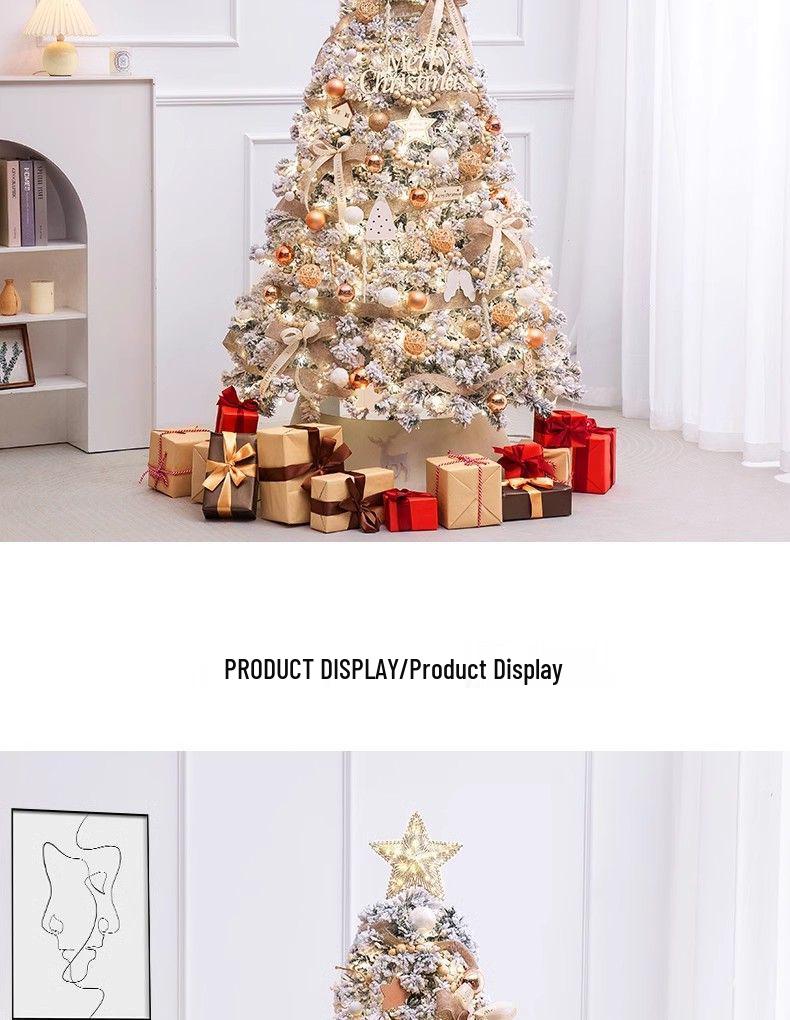 Snowfall White Flocked Christmas Tree - 1.2/1.5/1.8/3m Bare Tree for Home Decoration