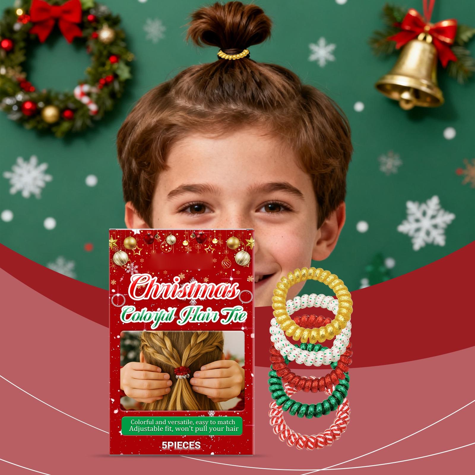 

Christmas Colorful Ring Hair Band, Ultra-fine Hair Styling Silicone Hair Band For Children. One Size