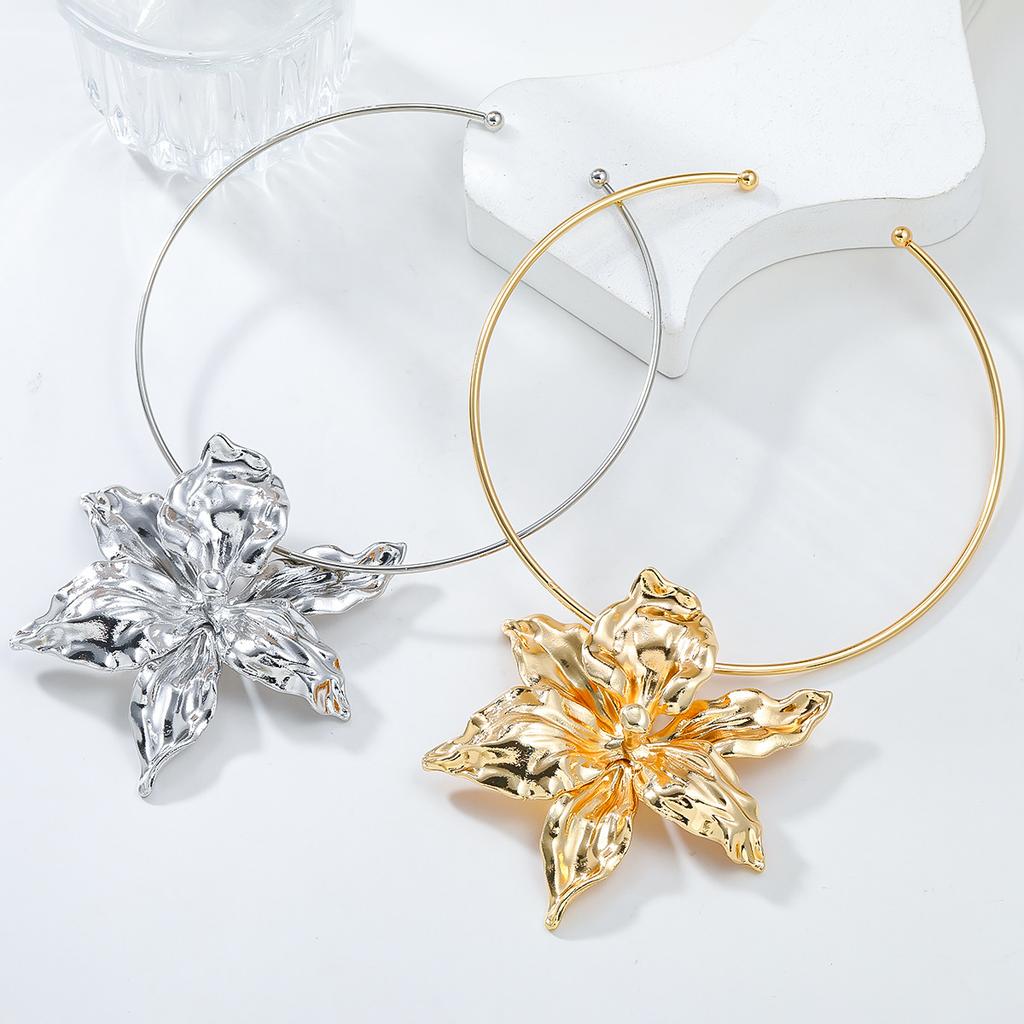 Summer New Alloy Floral Choker Hip Hop Necklace Women's Trend Exaggerated Flower Accessories Necklace