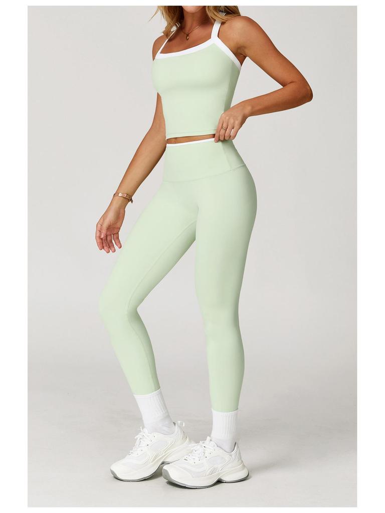 Women's Cross-Strap Yoga Set: Bare-feel, Contrasting Colors, Beautiful Back, Tight Fit for Running, Sports, Fitness 2027