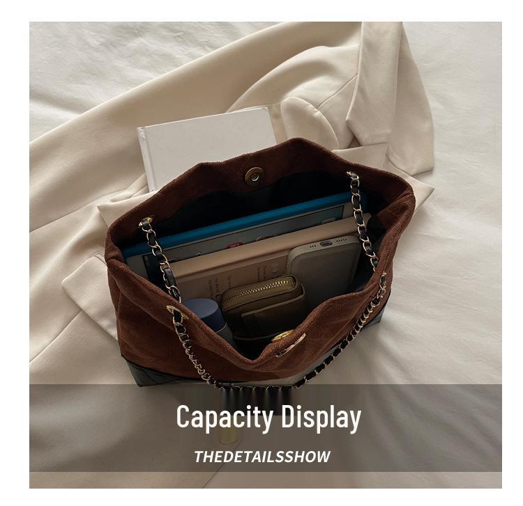 Women's Luxury Suede Diamond Chain Shoulder Bag, 2025 Trend, Large Capacity Tote