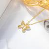 Women's Cross Butterfly Necklace, Natural White Mother-of-Pearl, Micro-Inlaid Clavicle Chain, Hollow Design Jewelry