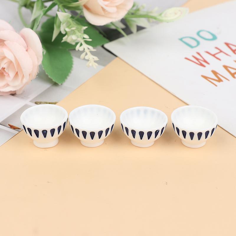 

4 шт. Миниатюрная круглая миска в масштабе 1/12 для кукольного домика, кухонный столовый аксессуар синий