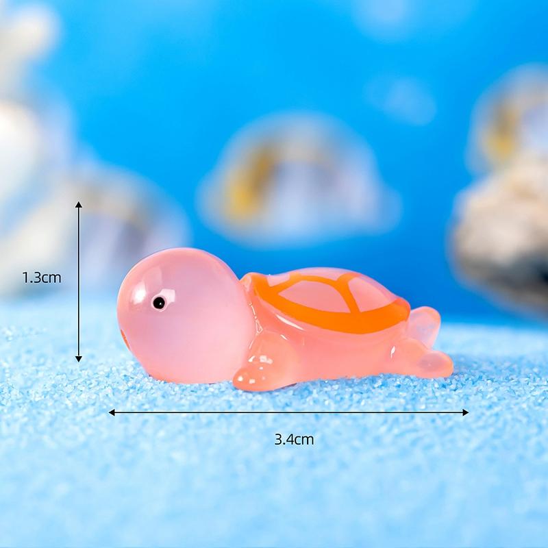 10Pcs Mini Turtle Miniature Figurine Resin Luminous Cute Turtle Ornaments Home Office Micro Landscape Creative Gift For Kid