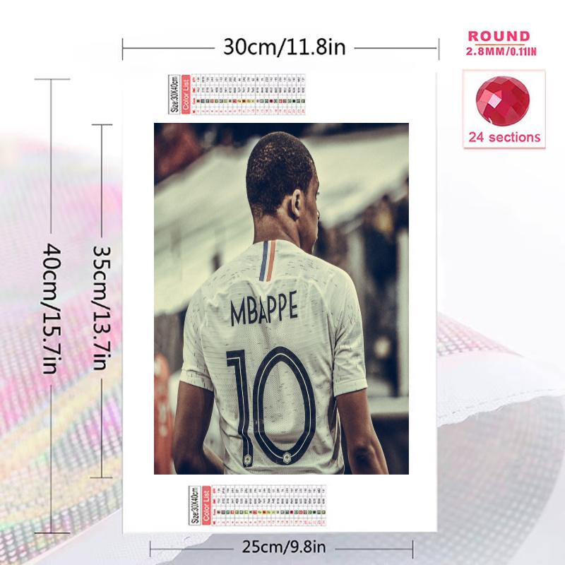 Mbappé Pattern 3pcs 100% Round Full Drill 5D DIY Diamond Painting Embroidery Cross Stitch Rhinestone Décor