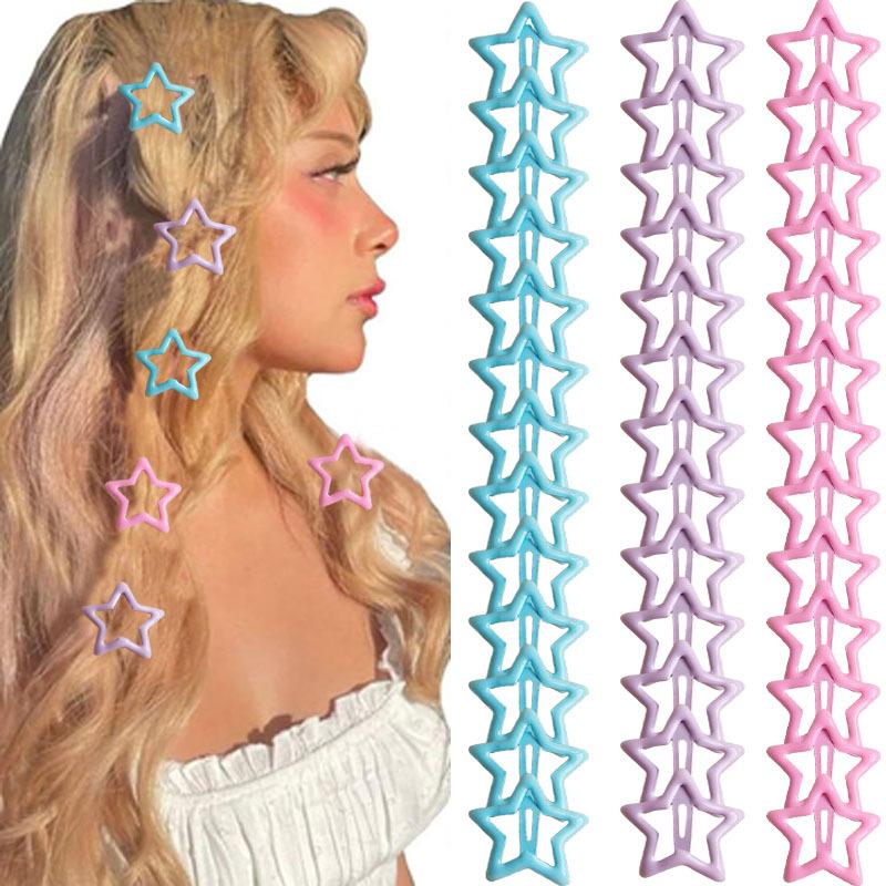 30pcs Color Star Hairpin Cute Y2k Dopamine Drip Bb Clip Side Bangs Clip Hairpin Hair Accessories