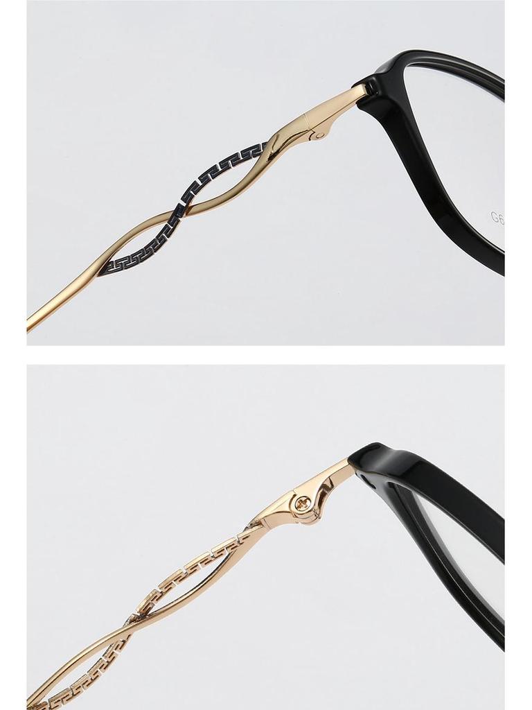 Intelligent Gentle Lady TR Glasses Frame - Ultra-Light, Natural Look with Hollow Temple Design and Prescription Lenses