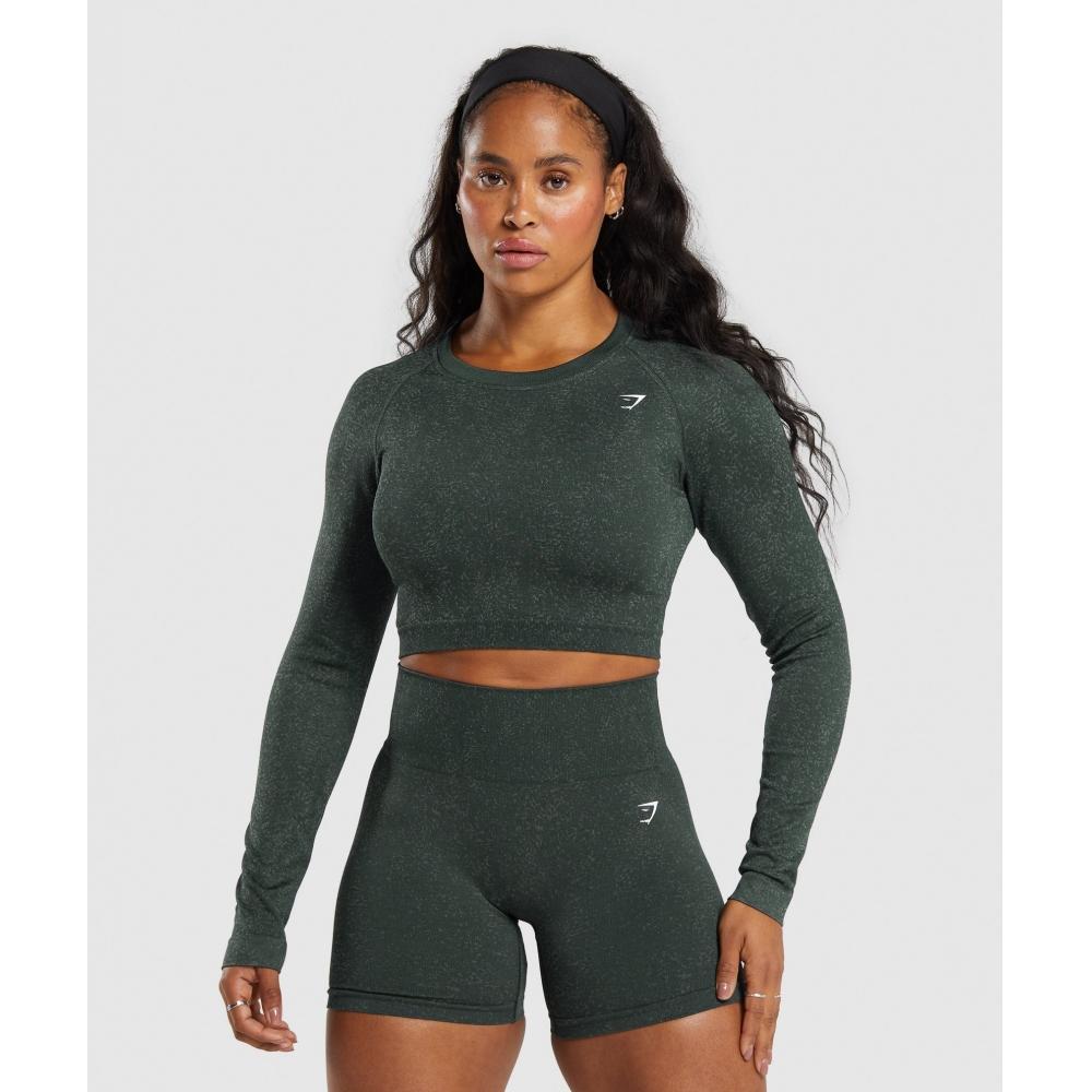 

Gymshark Адаптировать Fleck бесшовный длинный рукав укороченный топ Victory Green Unit Green B2a1c Ecvn XS