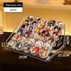 Transparent Acrylic Badge Display Stand: Tiered Desktop Organizer for Gacha, Merchandise, and Pins.