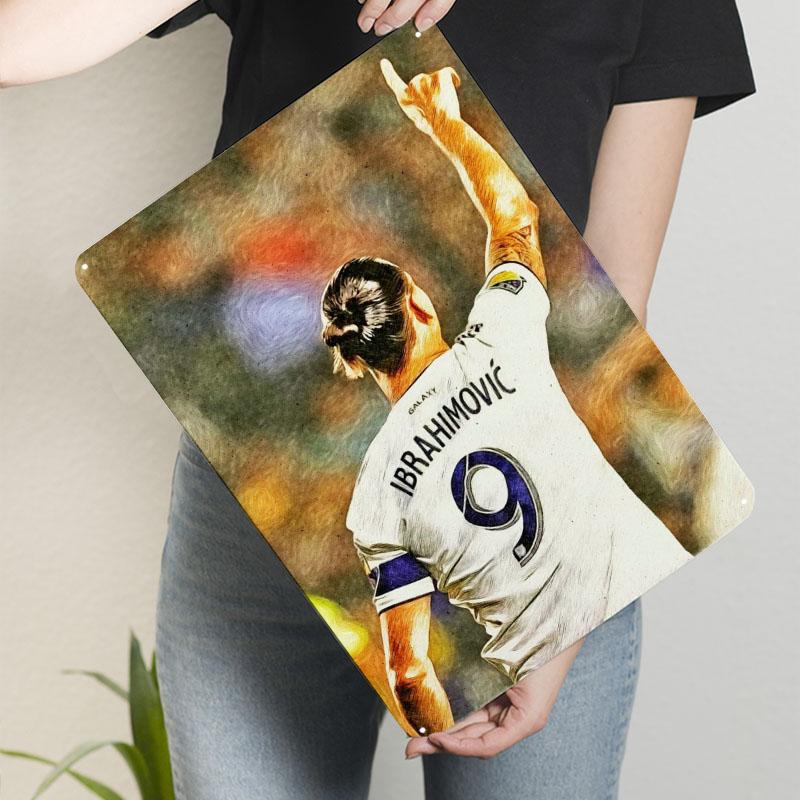 Ibrahimovic Art Drawing Tinplate Signs Sport Poster Vintage Decoration Living Room Custom Metal Sign for Wall Art Decoration Bar