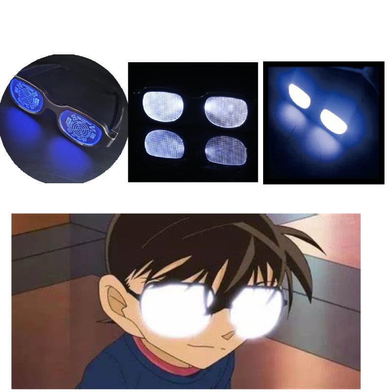 Famous Conan Detective Light Up Glasses Usb Rechargeable Animated Character Cos