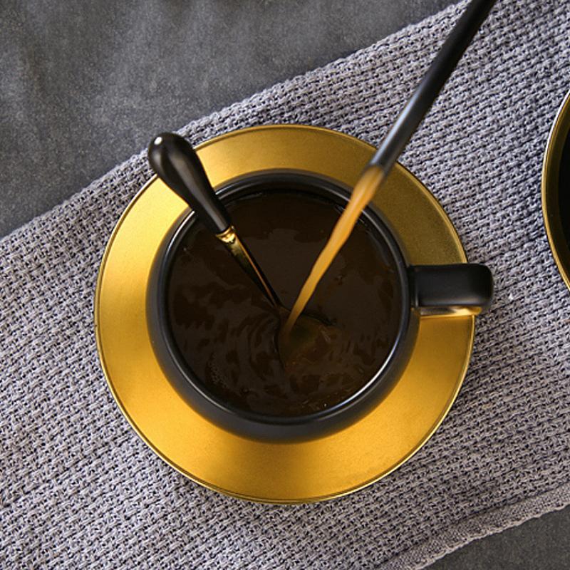 280ml Luxury Black Gold Marble Ceramic Coffee Cup Concentrated Tea Juice Breakfast Milk Cup with Plate Spoon Set Tea Set